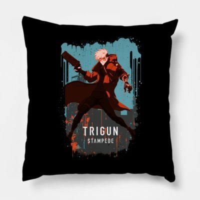 Graphic Vintage Gun Movie Characters Throw Pillow Official Trigun Merch