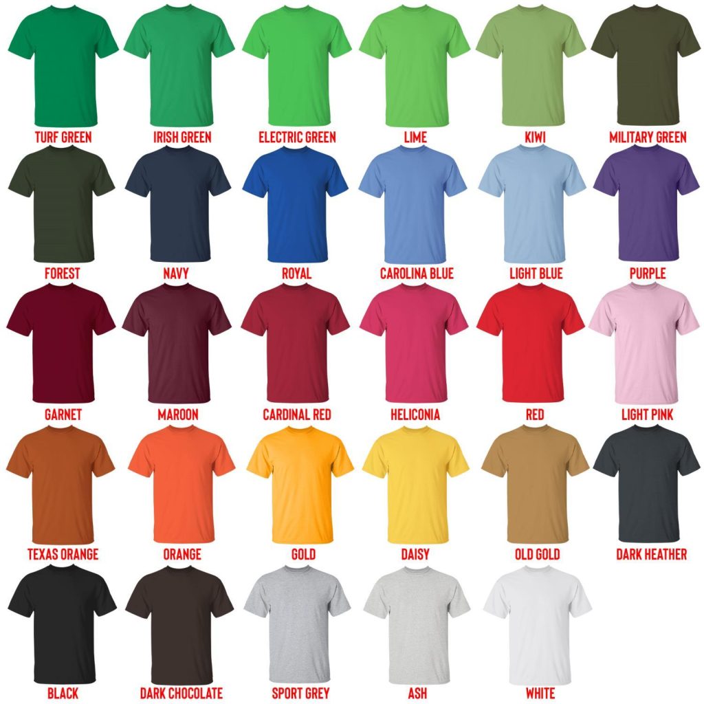 t shirt color chart - Trigun Store